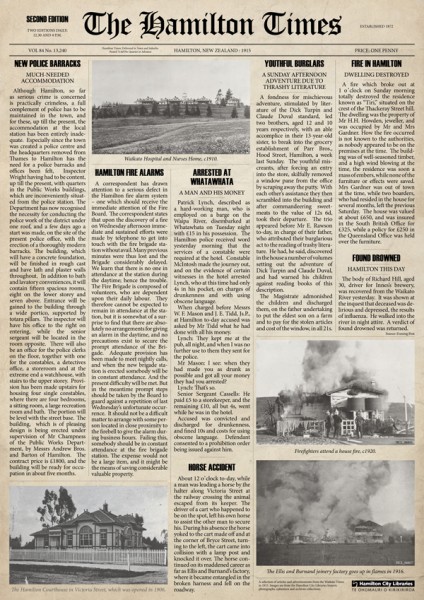 Image of stylised newspaper with extracts from 1915