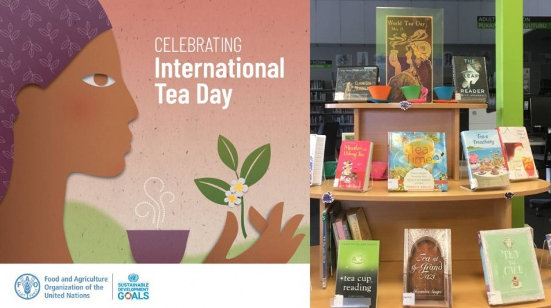 International Tea Day UN Graphic and tea book display
